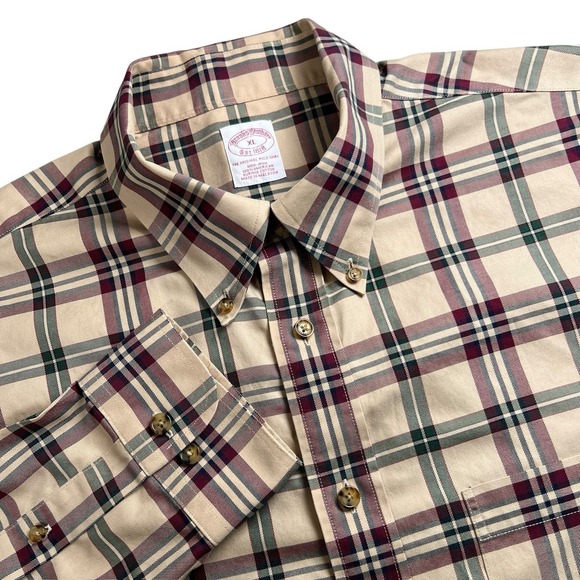 Brooks Brothers Other - Brooks Brothers Mens XL Brown Plaid Long Sleeve Button Down Shirt Supima Cotton
